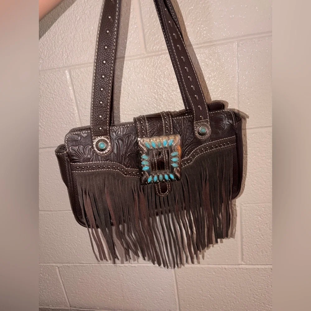 Trinity Ranch Fringe Squared Boho Purse - Picture 1 of 8